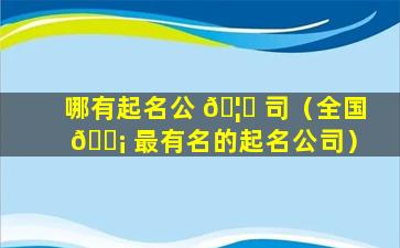 哪有起名公 🦋 司（全国 🐡 最有名的起名公司）